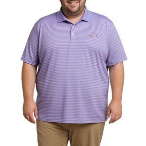 Greg Norman Play Dry Mens Polo Shirt XXL Purple Striped Short Sleeve Shark Logo